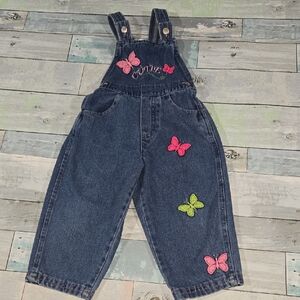 Fisher Price Y2K Denim Cutie Butterfly Overalls Size 2T